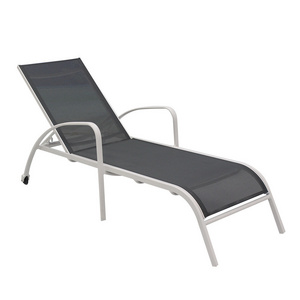 Cheap Hotel Swimming Pool Side Deck Furniture Stackable Aluminum Sun Lounger Chair With Wheels