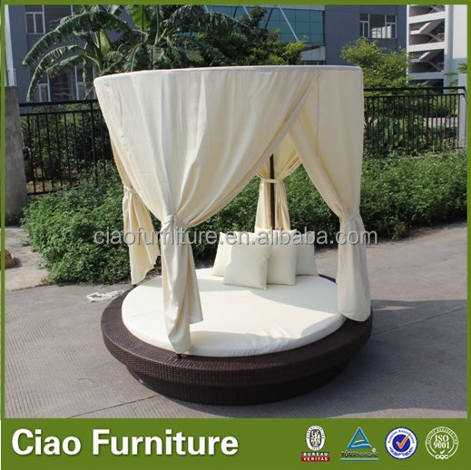 Garden rattan sofa sun bed patio furniture round canopy bed