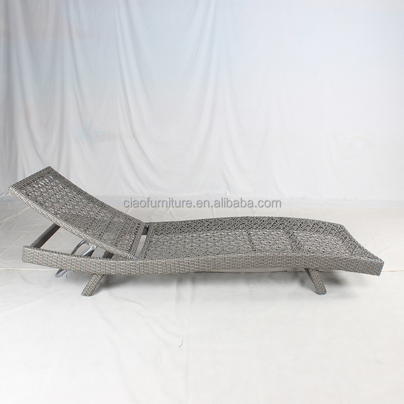 Hot Sale Beach Wicker Lounger Swimming Pool Furniture Outdoor Rattan Sun Loungers With Cushion