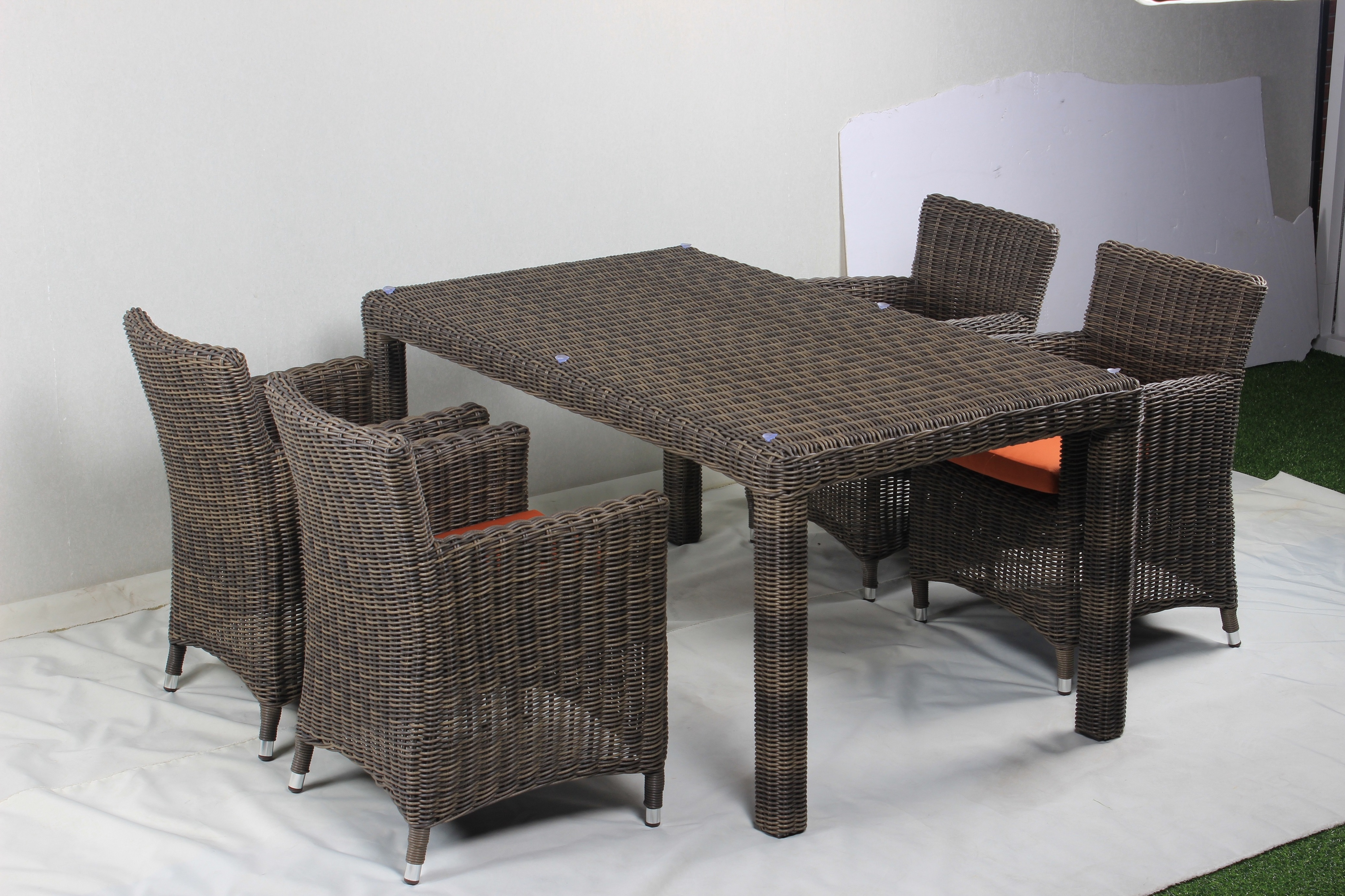 China Outdoor Restaurant Patio Furniture Terrace Plastic Wicker Rectangular Rattan Dining Table And Chairs Set