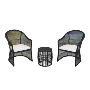 Foshan 3 Pieces Balcony Outdoor Garden Synthetic Rattan Coffee Table Chair Furniture Seating Set