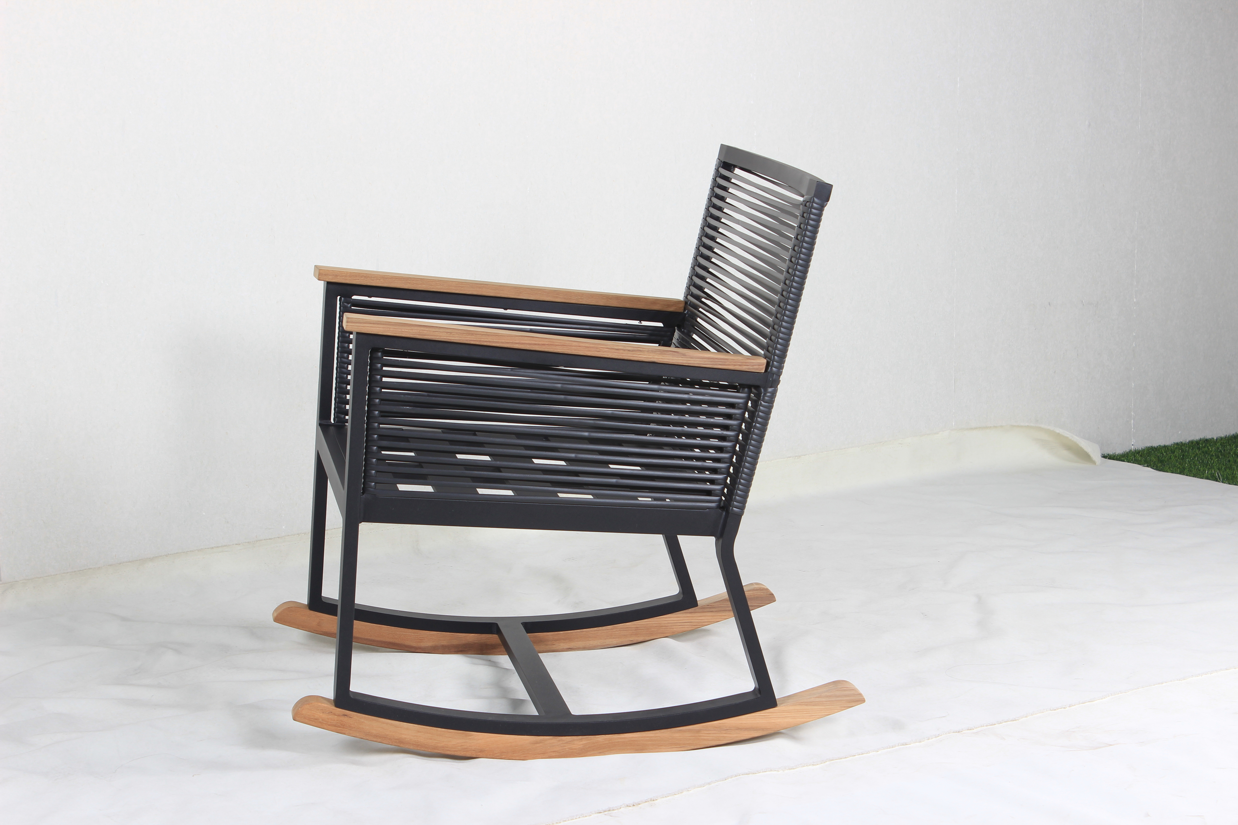 Leisure garden living room outdoor aluminium rattan rocking chair