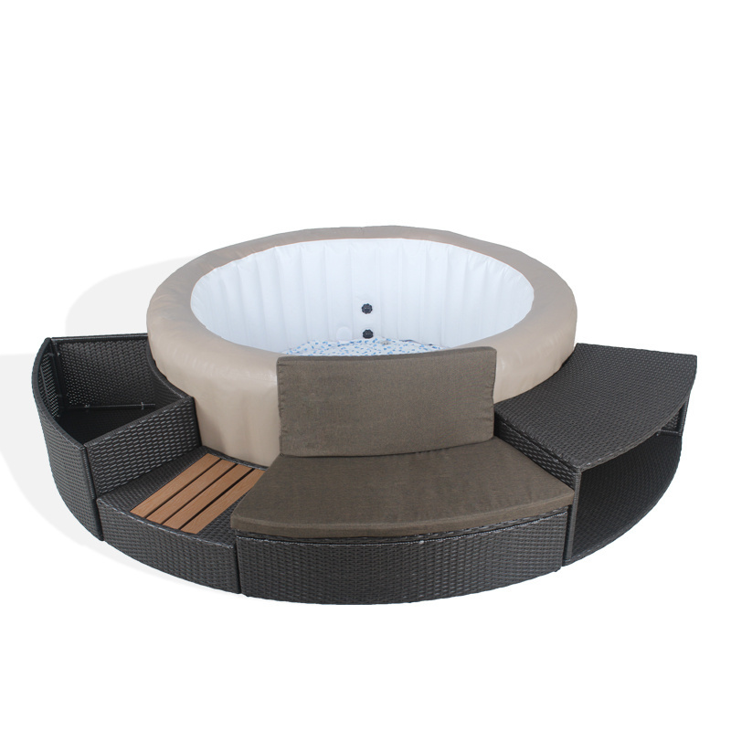 New outdoor garden synthetic rattan surround hot tub spa furniture set