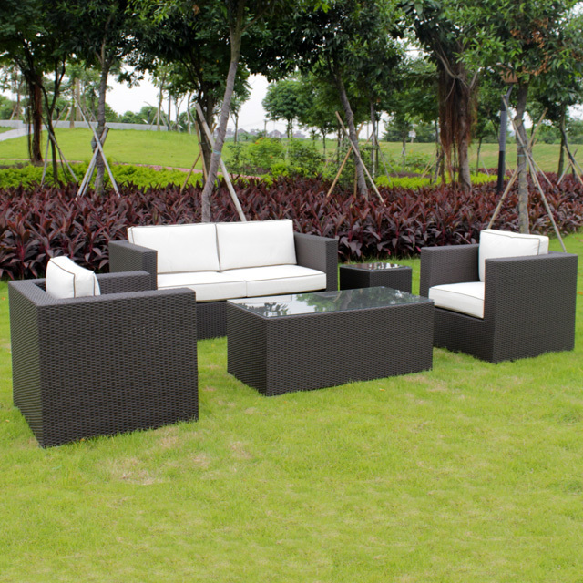 Outdoor all weather synthetic plastic rattan wicker sofa indoor aluminum living room furniture