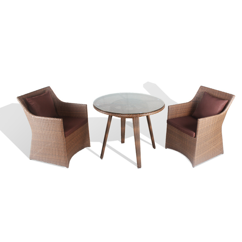 All Weather Patio Outdoor Classic PE Wicker Terrace Furniture Round Dining Table Chairs Set