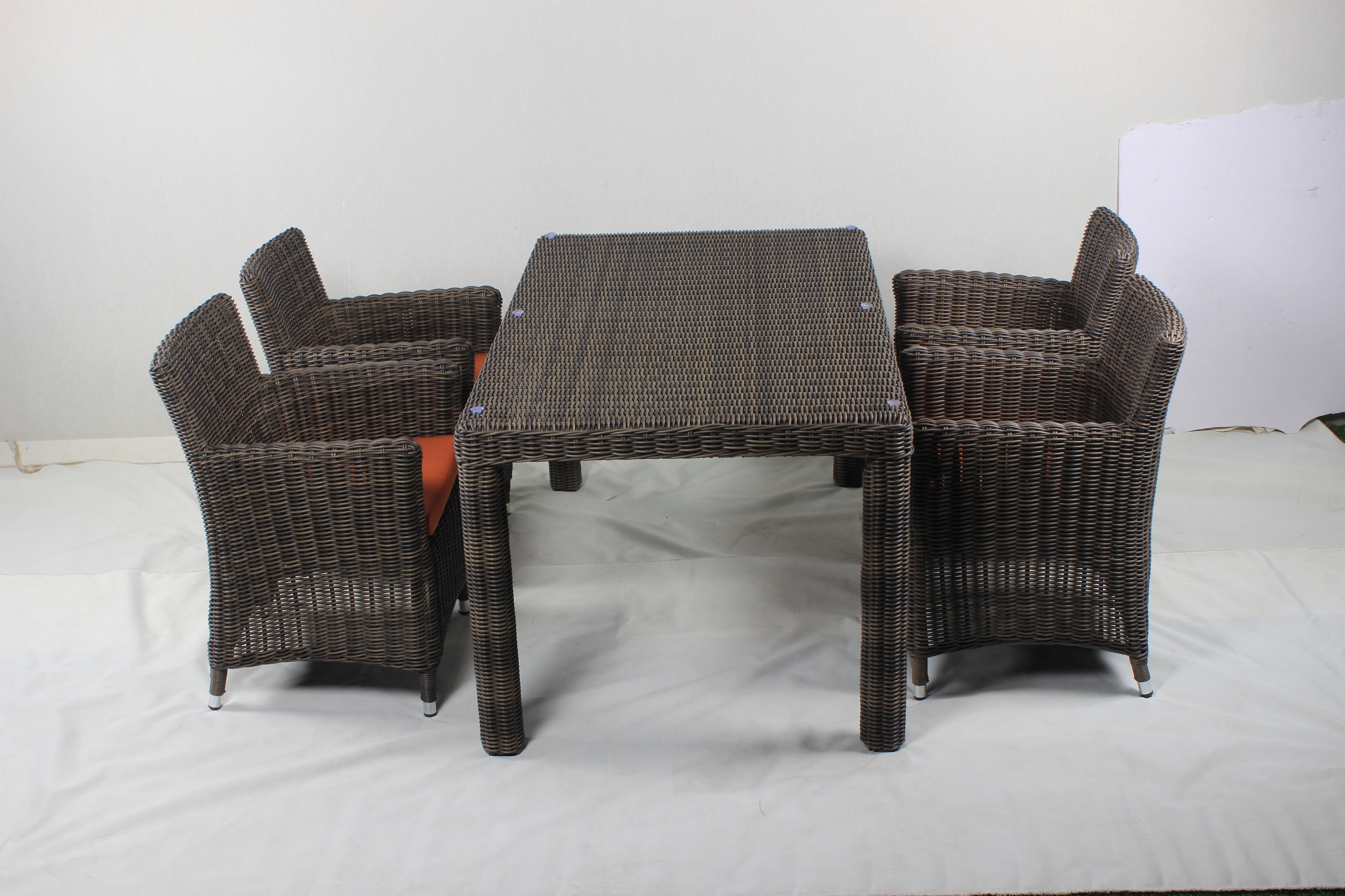 China Outdoor Restaurant Patio Furniture Terrace Plastic Wicker Rectangular Rattan Dining Table And Chairs Set