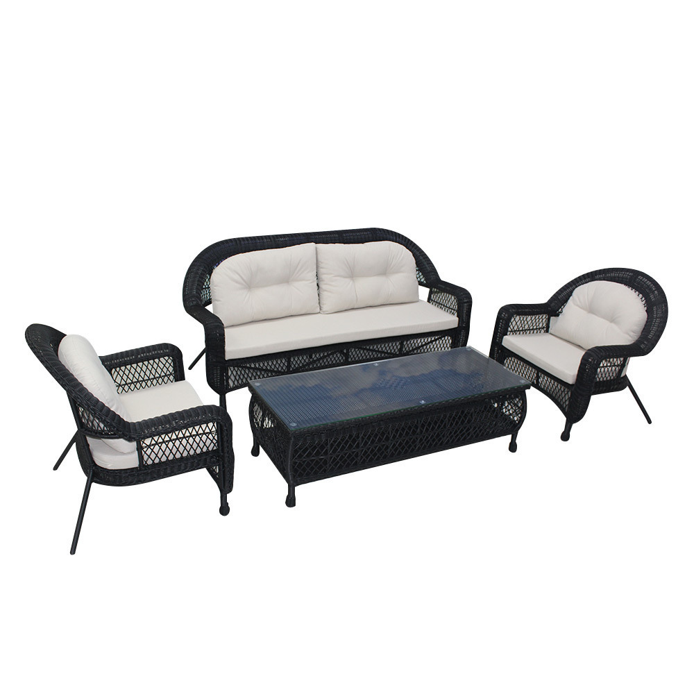 Foshan Classic Style Terrace Furniture Garden Balcony Outdoor 4 Pieces Synthetic Wicker Rattan Sofa