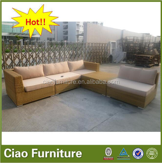 New design Hand weaving Rattan Furniture	with backrest taproom sofa set garden L sofa