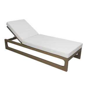 Luxury Hotel Swimming Pool Outdoor Teak Wooden Sunbeds Beach Sun Lounger With Cushion