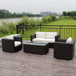 Outdoor all weather synthetic plastic rattan wicker sofa indoor aluminum living room furniture