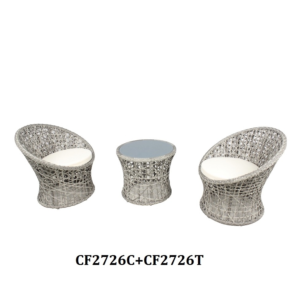 Foshan 3 Pieces Patio Outdoor Synthetic Rattan Bistro Set Wicker Balcony Coffee Table Chair Garden Furniture