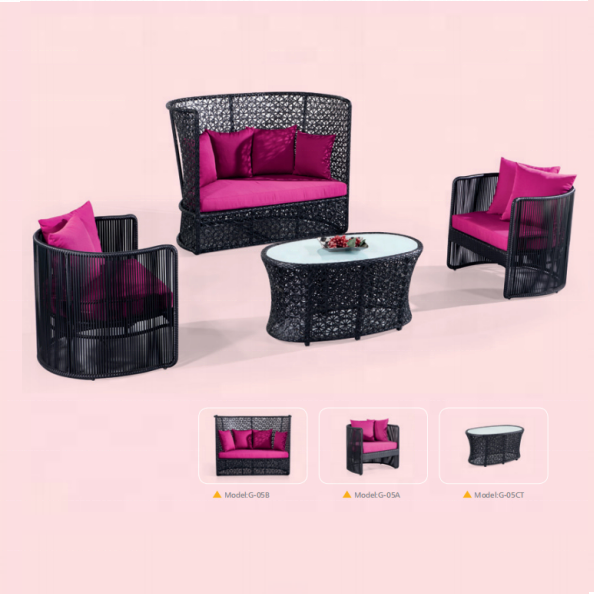 Fashion	Hand weaving Rattan Furniture outdoor taproom section rattan sofa PE wicker loveseat sofa