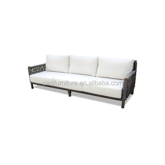 Grey wicker furniture PE rattan sofa set with cushion