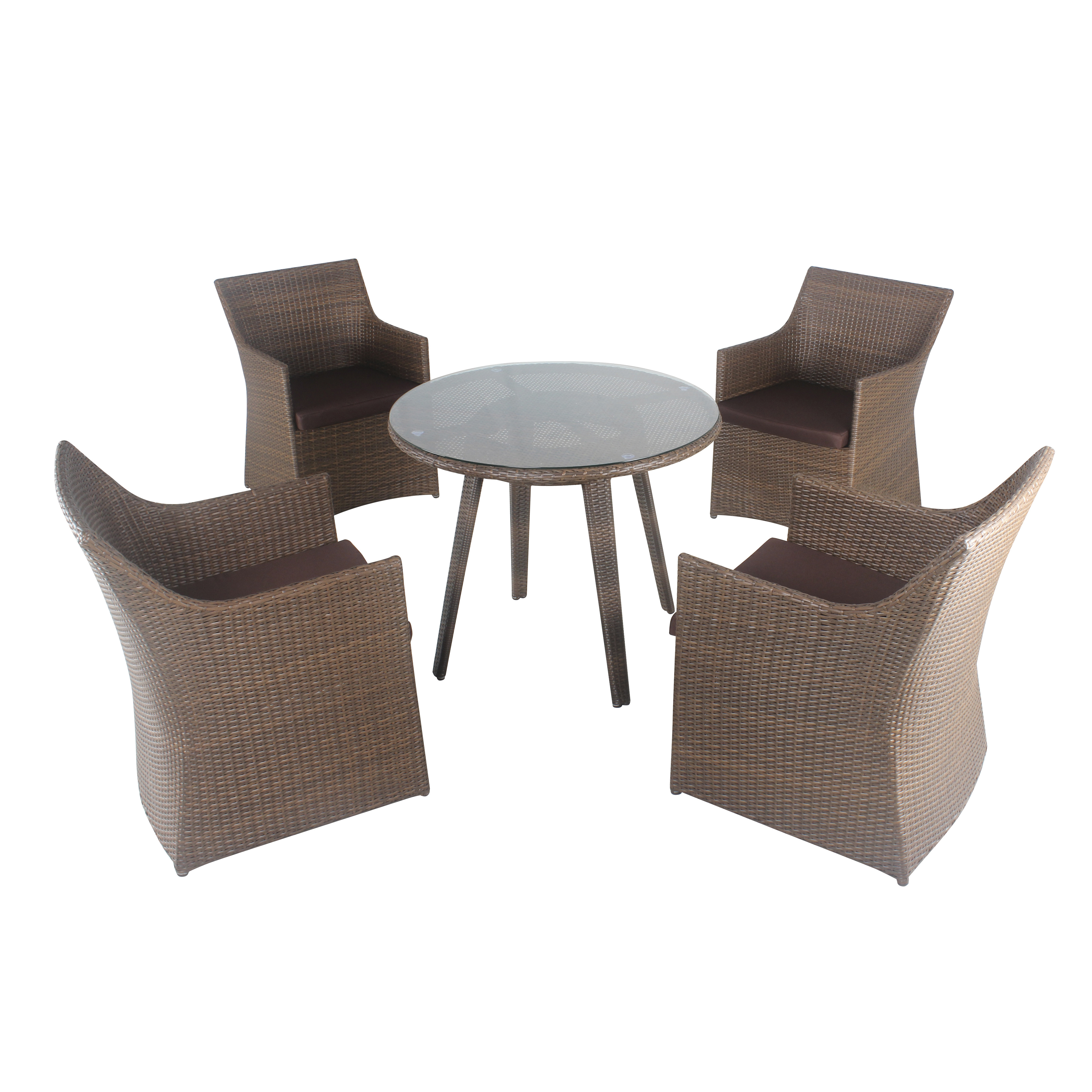 All Weather Patio Outdoor Classic PE Wicker Terrace Furniture Round Dining Table Chairs Set