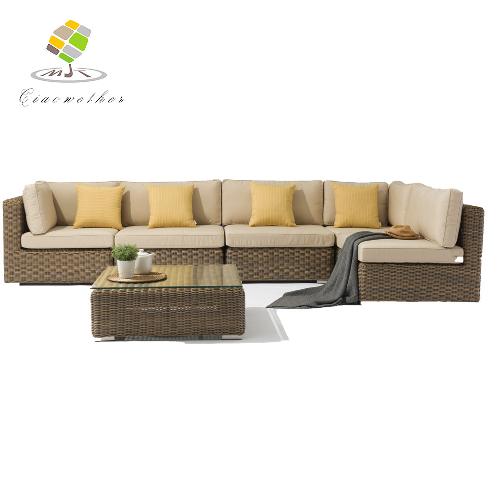 Patio Sofa Set PE Wicker leisure Rattan Furniture garden Sectional Conversation Outdoor Furniture Sofa