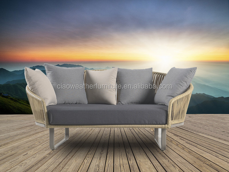 outdoor garden furniture cane sofa with sofe cushion