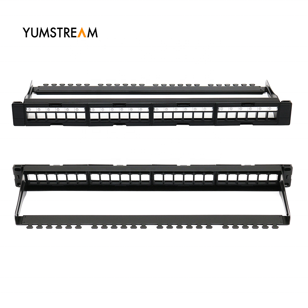 Black Removable Empty Blank Wall Mount 19In 1U Utp Cat6 Cat6A Unloaded 24 Port Patch Panel