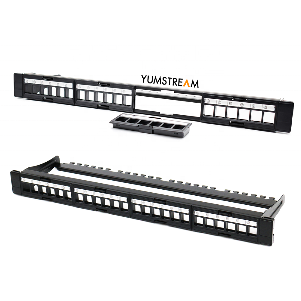 Black Removable Empty Blank Wall Mount 19In 1U Utp Cat6 Cat6A Unloaded 24 Port Patch Panel