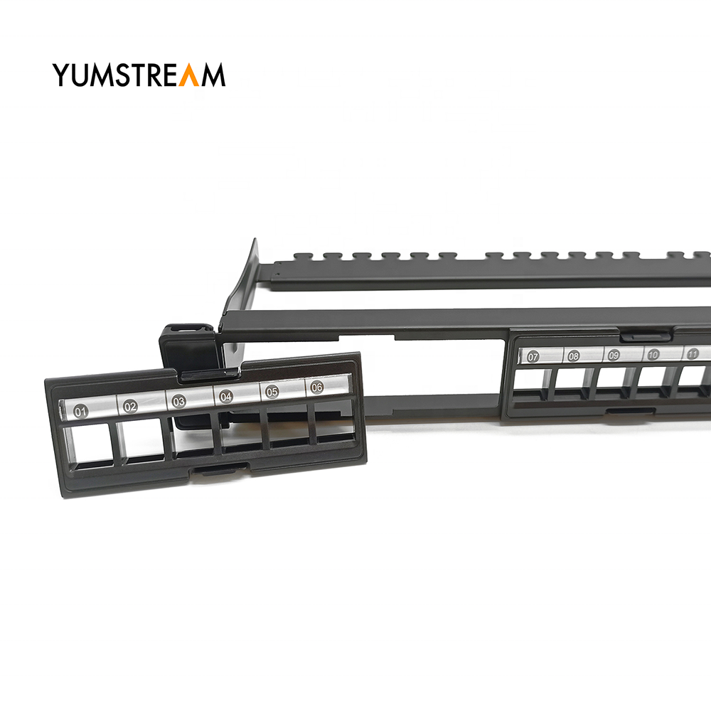 Black Removable Empty Blank Wall Mount 19In 1U Utp Cat6 Cat6A Unloaded 24 Port Patch Panel