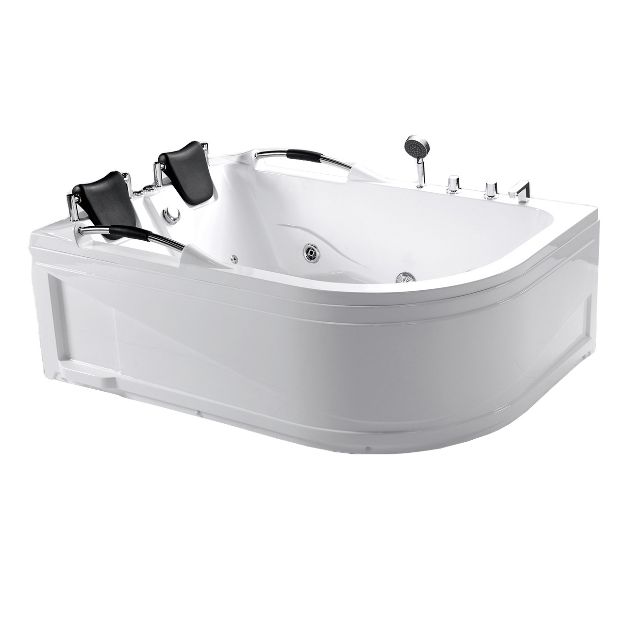 White Bathtub Two Person Indoor Bath Tub Acrylic Bathtubs Whirlpools With Faucet And Two Pillows