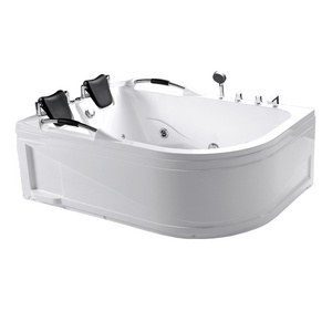 White Bathtub Two Person Indoor Bath Tub Acrylic Bathtubs Whirlpools With Faucet And Two Pillows