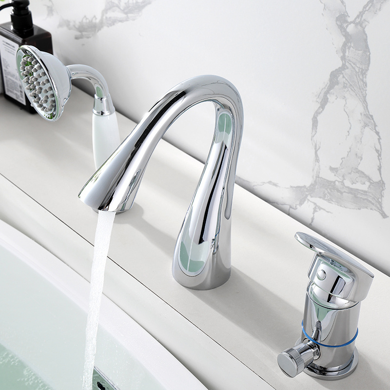 Modern Waterfall Roman Tub Filler Faucet with Hand-Held Shower Head  Widespread Bathtub Set for the tub