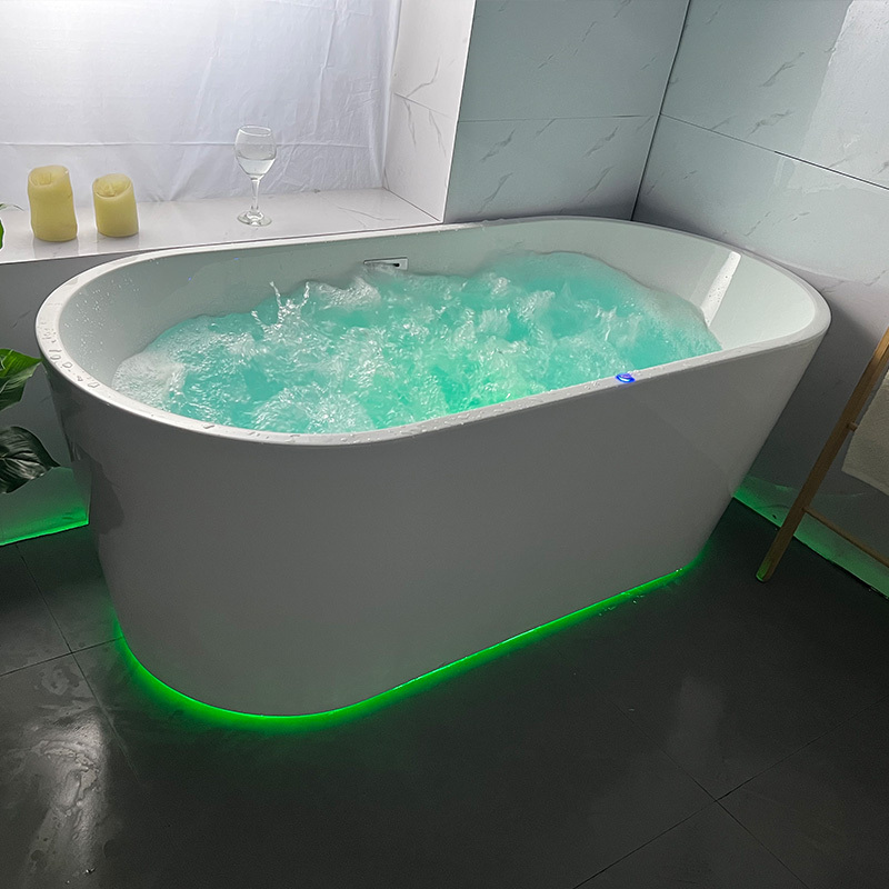 Hydromassage Massage Spa Bathtub With Waterfall Led Level Light Jakuzi Function Whirlpool Badewanne