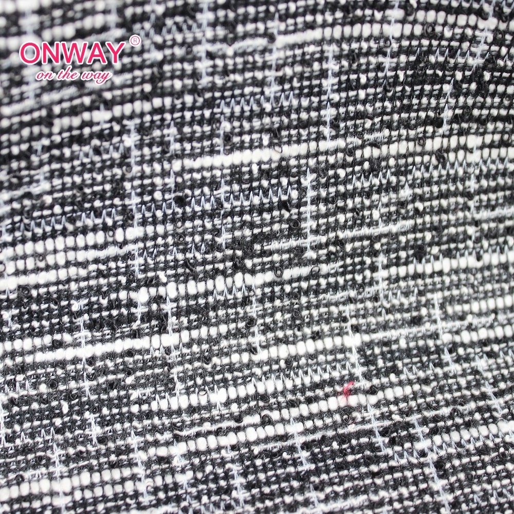 2023 Shaoxing Factory Hot Sales Fancy TC Knitted Recycled Yarn Dyed Jacquard Sweater Fabric For Women Suits