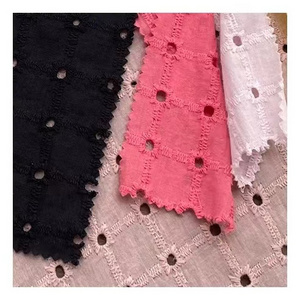 2023 New design Eyelet Fabric 100% Cotton Embroidery voile solid Fabric for Women and Girls Dress