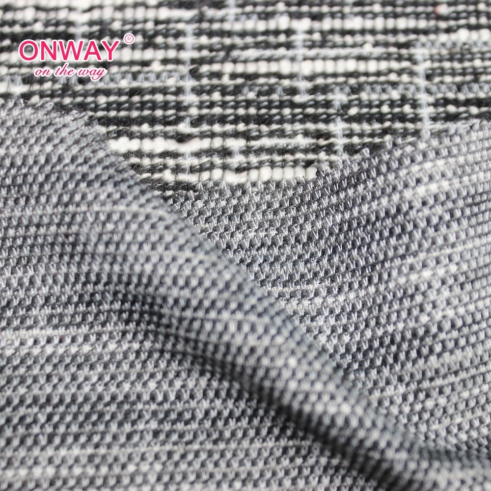 2023 Shaoxing Factory Hot Sales Fancy TC Knitted Recycled Yarn Dyed Jacquard Sweater Fabric For Women Suits