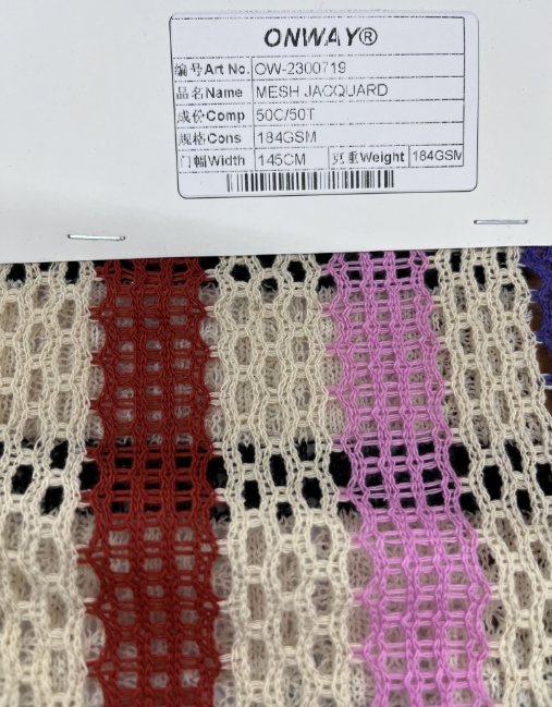 Shaoxing Onway Knitting 50% Cotton 50% Polyester Knit Jacquard With Mesh Hole Yarn Dyed Fabric