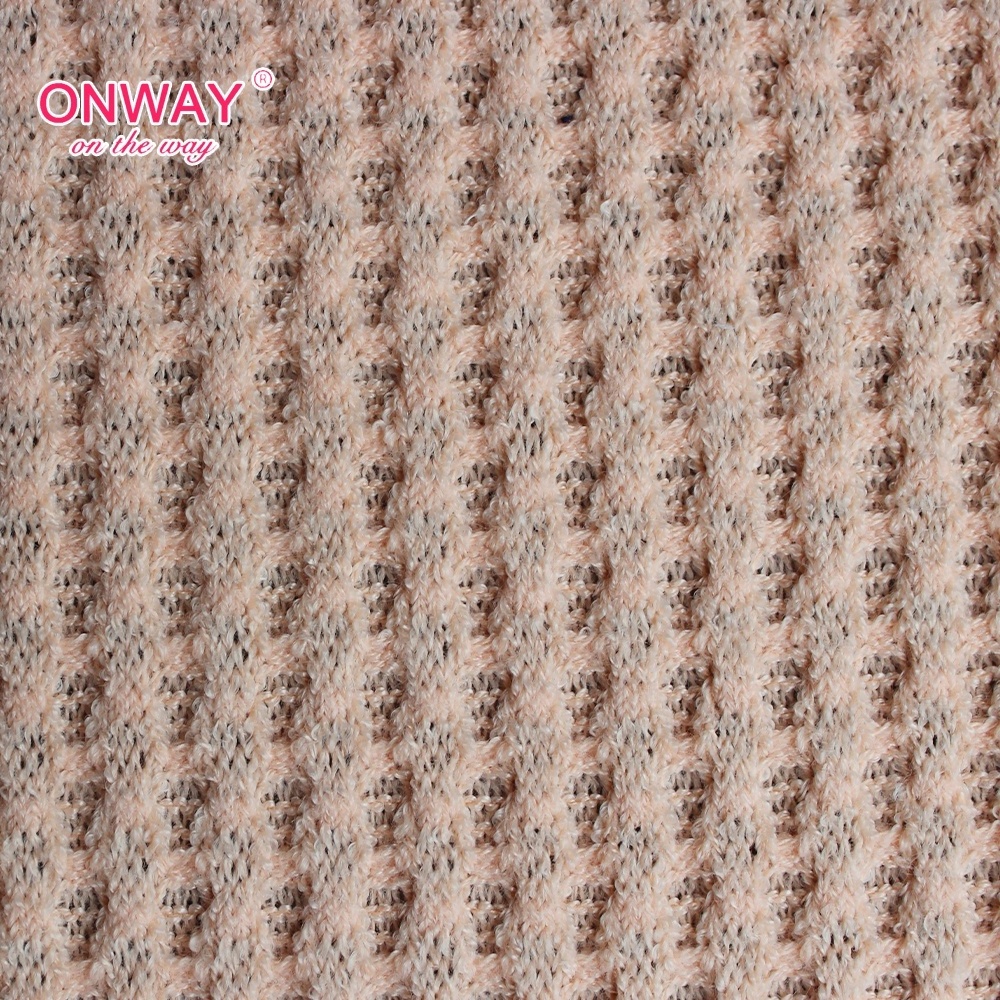 Fashion Ladies stretch soft knitted 100% polyester Hacci Waffle fabric for clothing