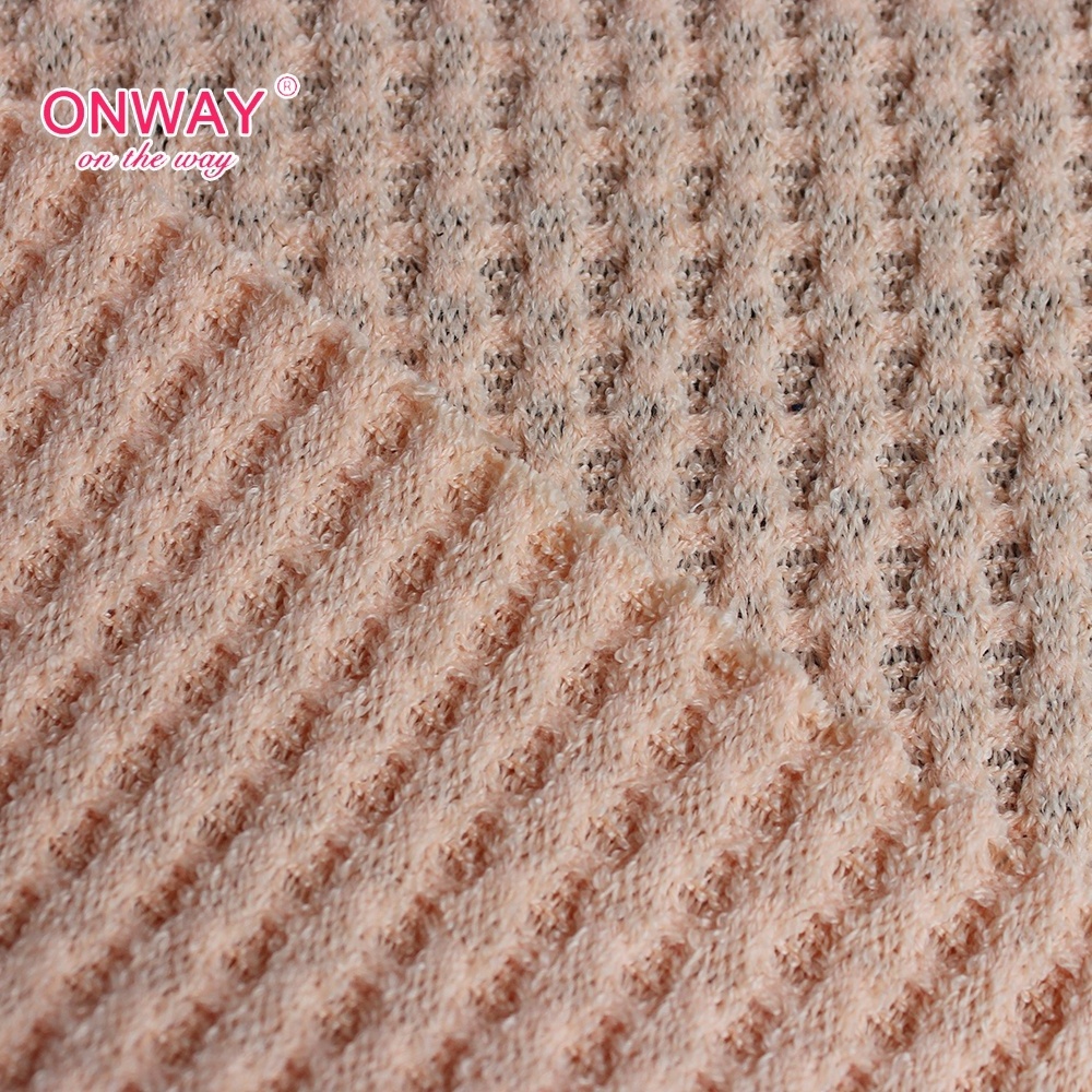 Fashion Ladies stretch soft knitted 100% polyester Hacci Waffle fabric for clothing