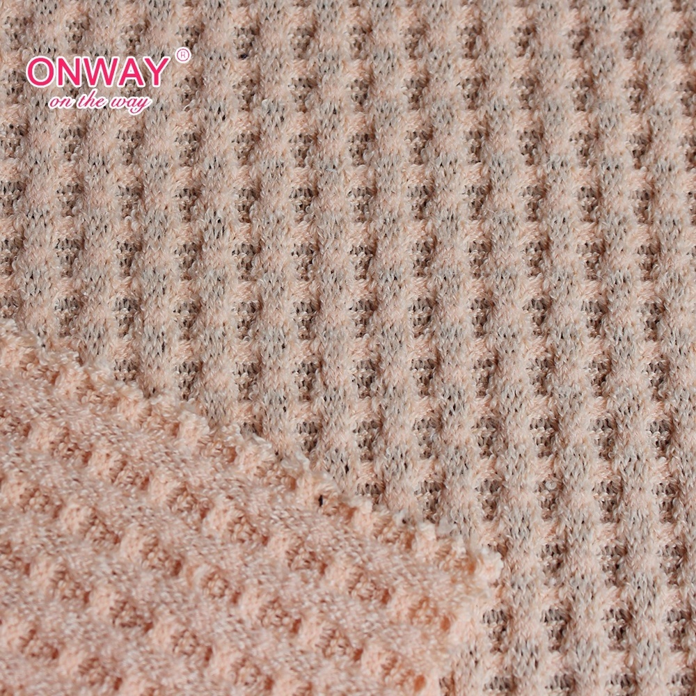 Fashion Ladies stretch soft knitted 100% polyester Hacci Waffle fabric for clothing