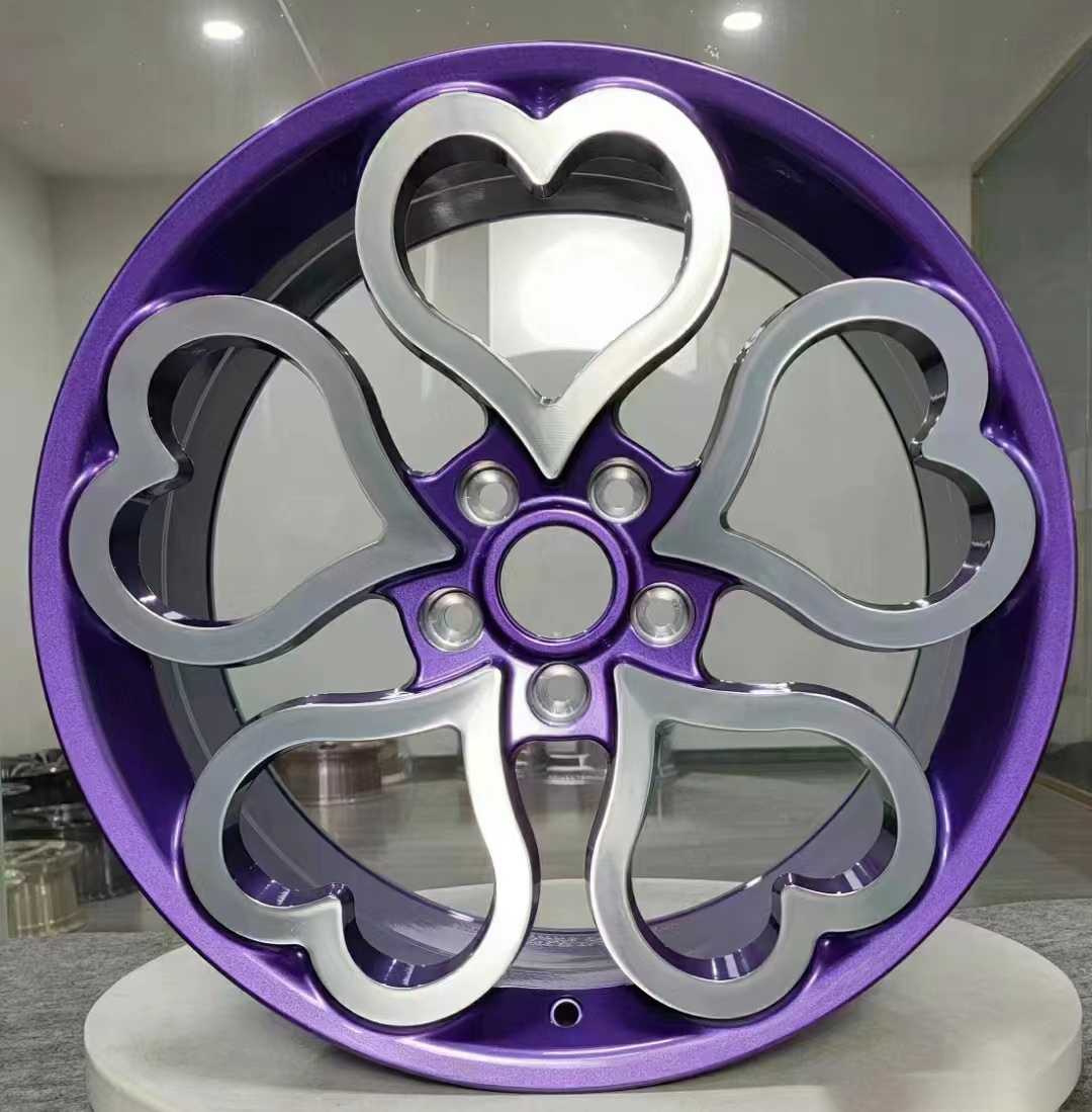 Luxury Forged Rims 17 18 19 20 21 22 Inch Heart Wheels Bright Black Purple White Custom Color Wholesale Alloy Forging Wheels