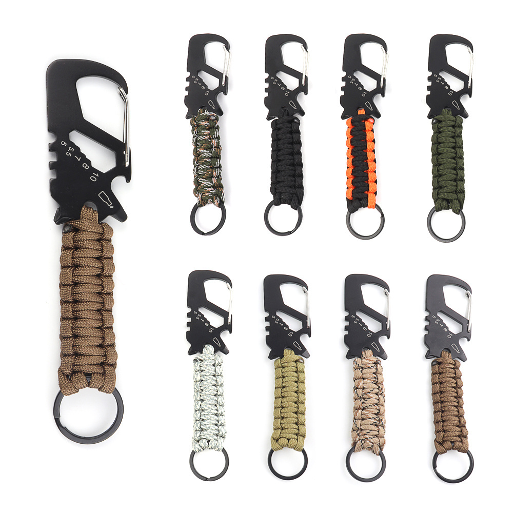 Hot sale Multi purpose stainless steel carabiner clip keychain climbing hiking carabiner With paracord