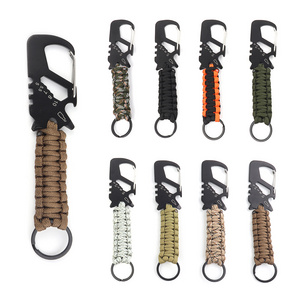 Hot sale Multi purpose stainless steel carabiner clip keychain climbing hiking carabiner With paracord