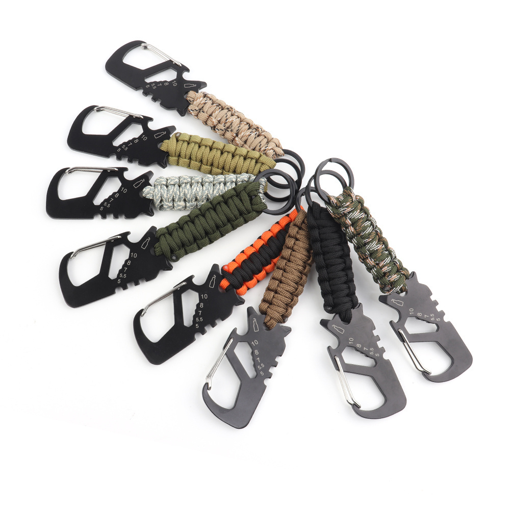 Hot sale Multi purpose stainless steel carabiner clip keychain climbing hiking carabiner With paracord