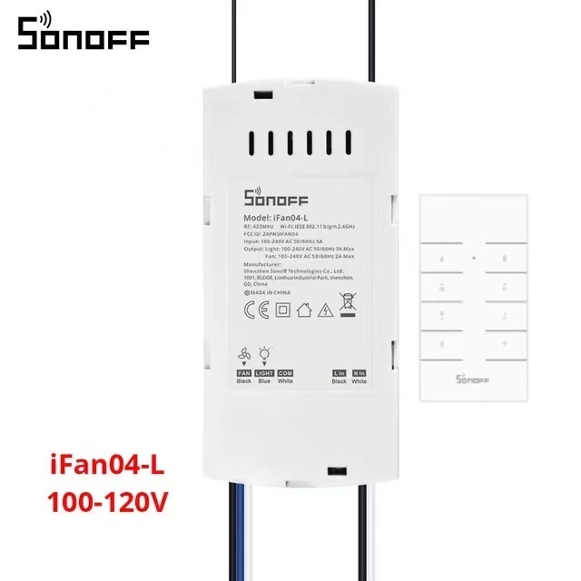 SONOFF iFan04-H WiFi Smart Fan Switch 220-240V Adjust Fan Light Controller Support APP Voice 433MHz RF Remote Control for Alexa