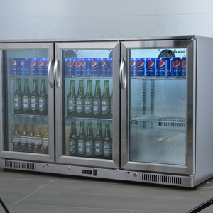 Commercial Beverage Cooler Beer Drink Chiller Fridge Beer Showcase Hinged Doors Pub Back Bar 3 Stainless Steel Freestanding 220