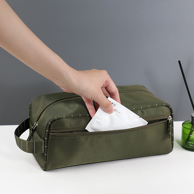 Factory custom black twill polyester fabric wash bag Portable with Men cosmetic storage travel Toiletries Bag