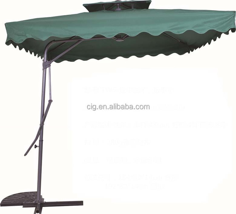 Steel frame polyester fabric cover outdoor use square patio double roof promotional umbrella