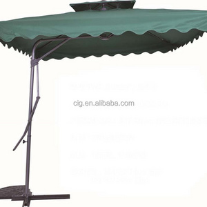 Steel frame polyester fabric cover outdoor use square patio double roof promotional umbrella