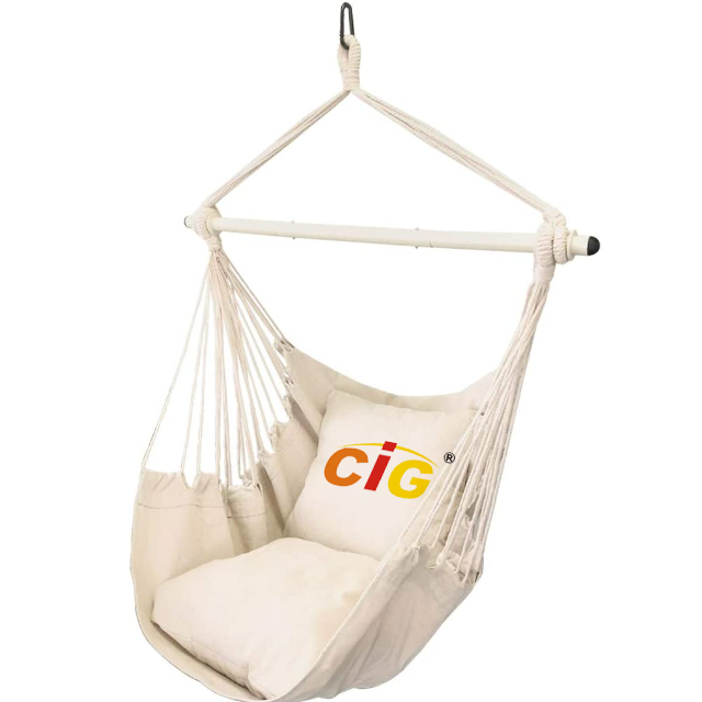 Hanging Rope Swing Hammock Chair, 2 Seat Cushions Included, Quality Cotton Weave for Superior Comfort, Durability