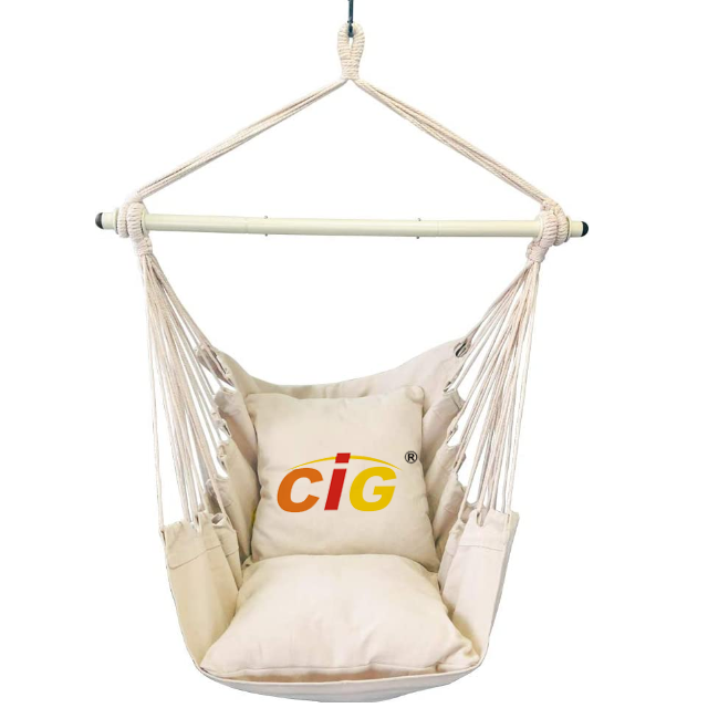 Hanging Rope Swing Hammock Chair, 2 Seat Cushions Included, Quality Cotton Weave for Superior Comfort, Durability