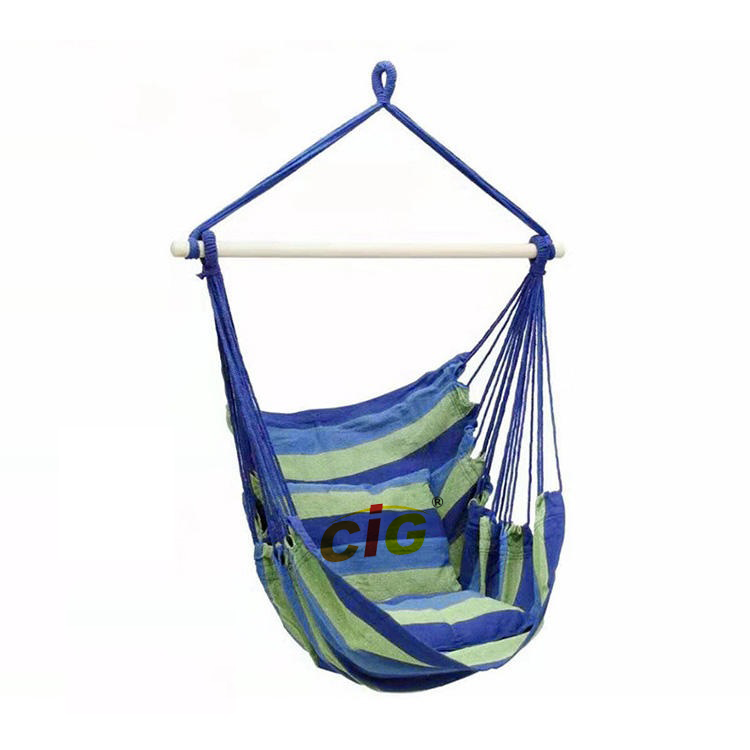 Hanging Rope Swing Hammock Chair, 2 Seat Cushions Included, Quality Cotton Weave for Superior Comfort, Durability