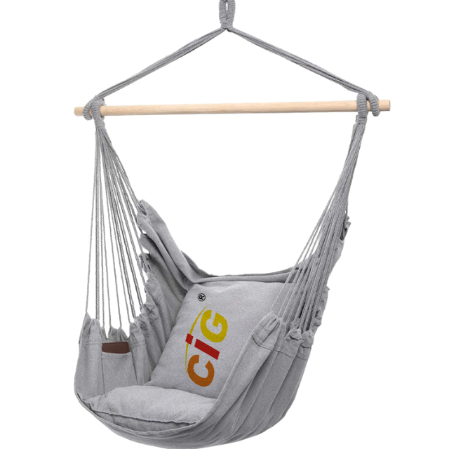 Hanging Rope Swing Hammock Chair, 2 Seat Cushions Included, Quality Cotton Weave for Superior Comfort, Durability