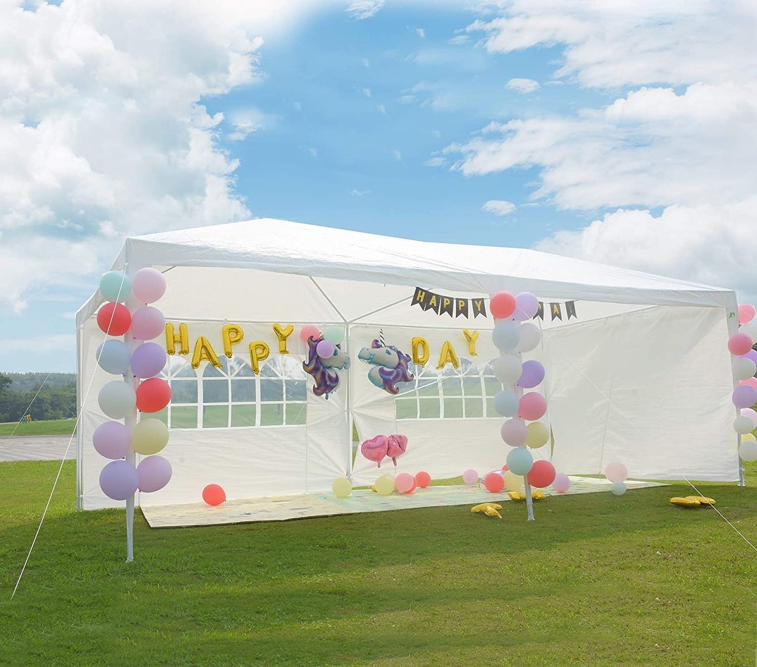 3x6M Tent Outdoor Party Tent for Wedding Event Canopy Marquee with 4 Removable Side Walls