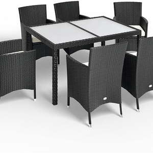 7 Pieces Outdoor Furniture Patio Set for Dining Garden with Chairs and Table Black