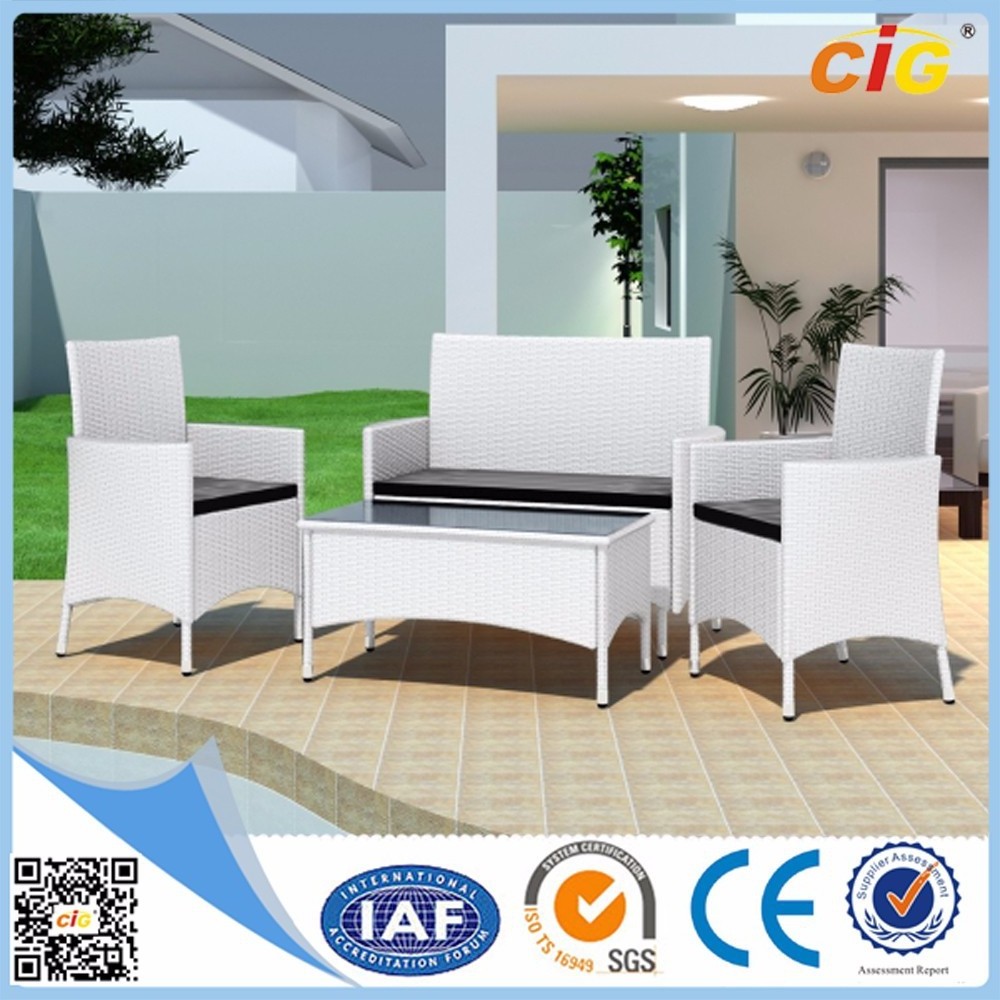 Classic Design Customized Style white wicker Patio Outdoor Poly Rattan Furniture